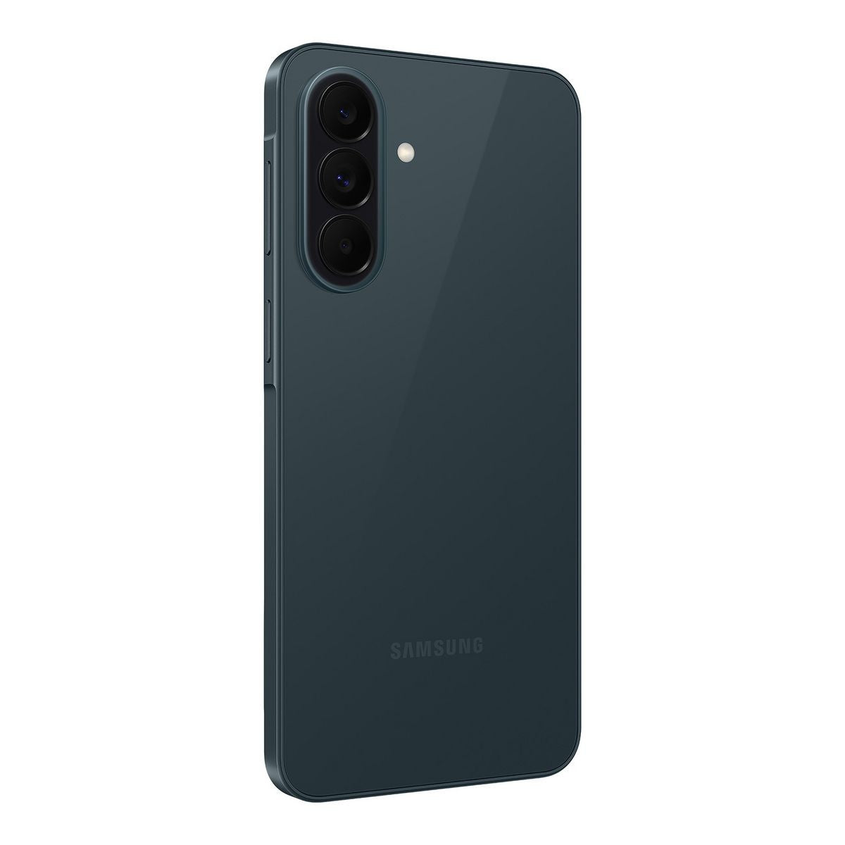 Angled back view of the Samsung Galaxy A37 5G in Awesome Graygreen showing a close-up of the camera module
