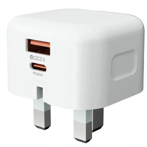 30W Dual Port USB & Type-C Fast Charger - UK