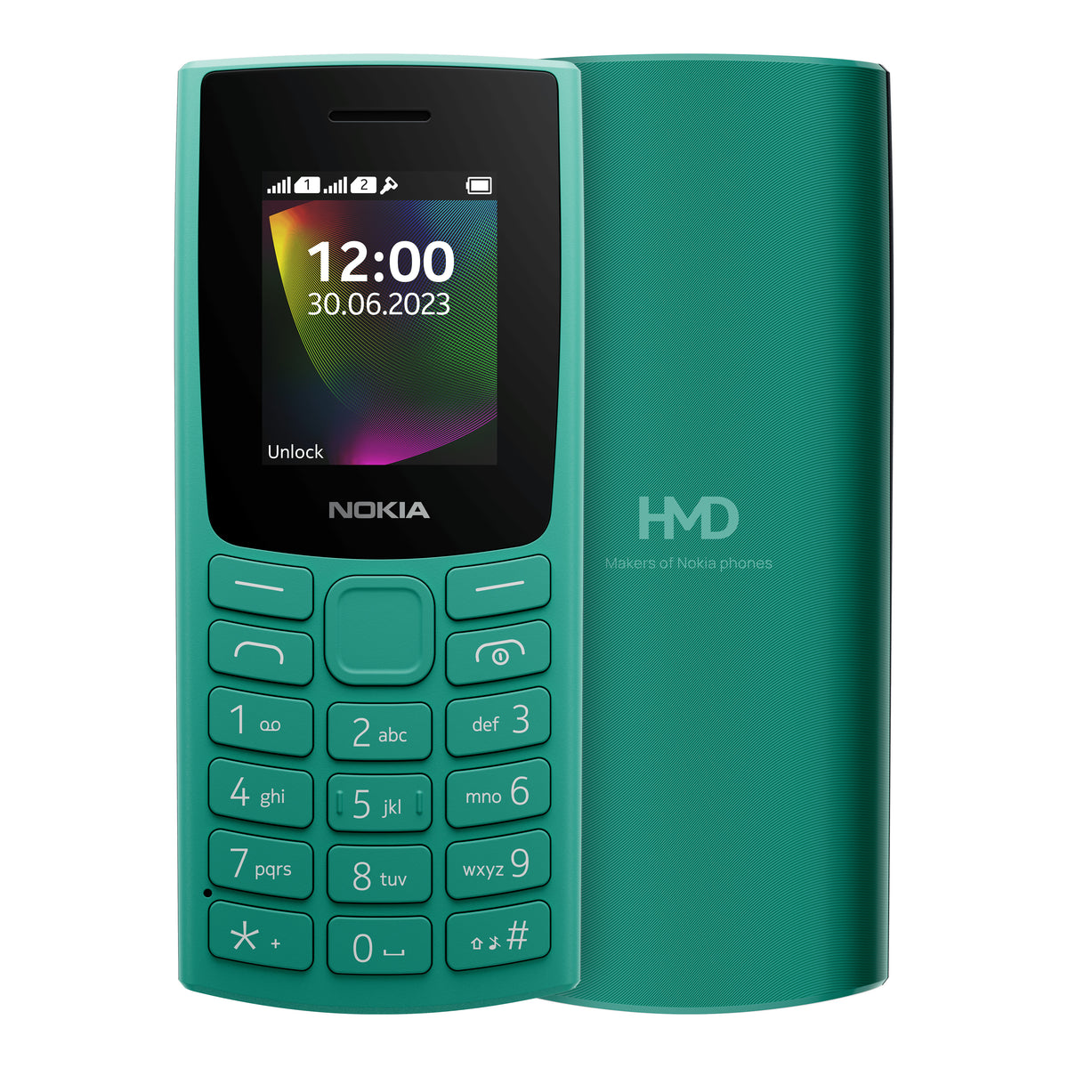 Nokia Nokia 106 (2023) in Emerald Green, front and back