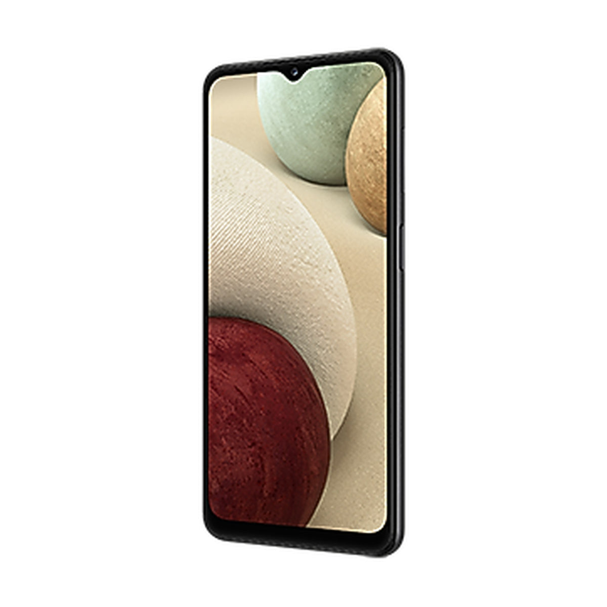 Samsung Galaxy A12 in Black, front and back view