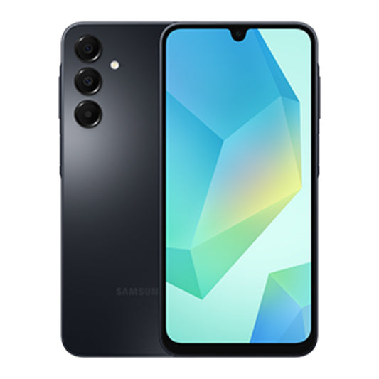 Samsung Galaxy A16 4G in Black, front and back view