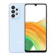Samsung Galaxy A33 5G in Awesome Blue, front and back view