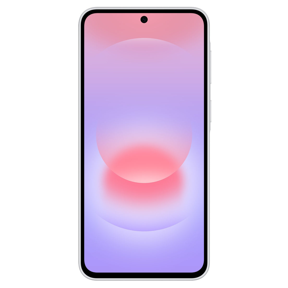 Front view of the Samsung Galaxy A37 5G White model showing the flat AMOLED display and centred punch-hole front camera