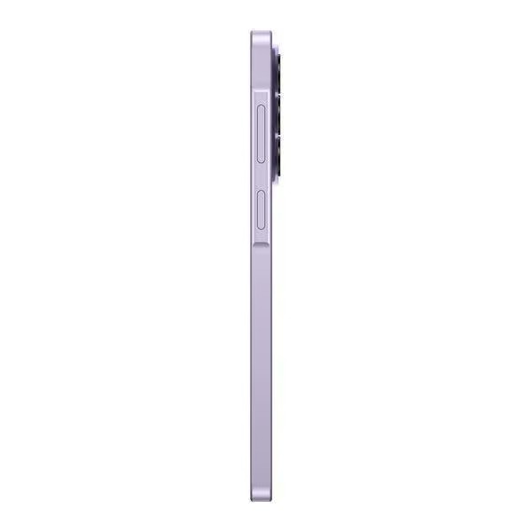 Side profile view of the Samsung Galaxy A37 5G in Awesome Lavender showing the slim frame and camera bump