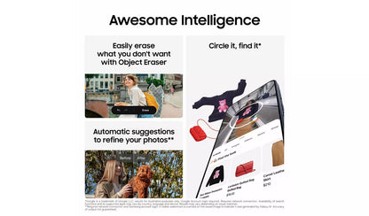 Samsung Galaxy A37 5G Awesome Intelligence marketing graphic showing AI Object Eraser and Circle to Search features