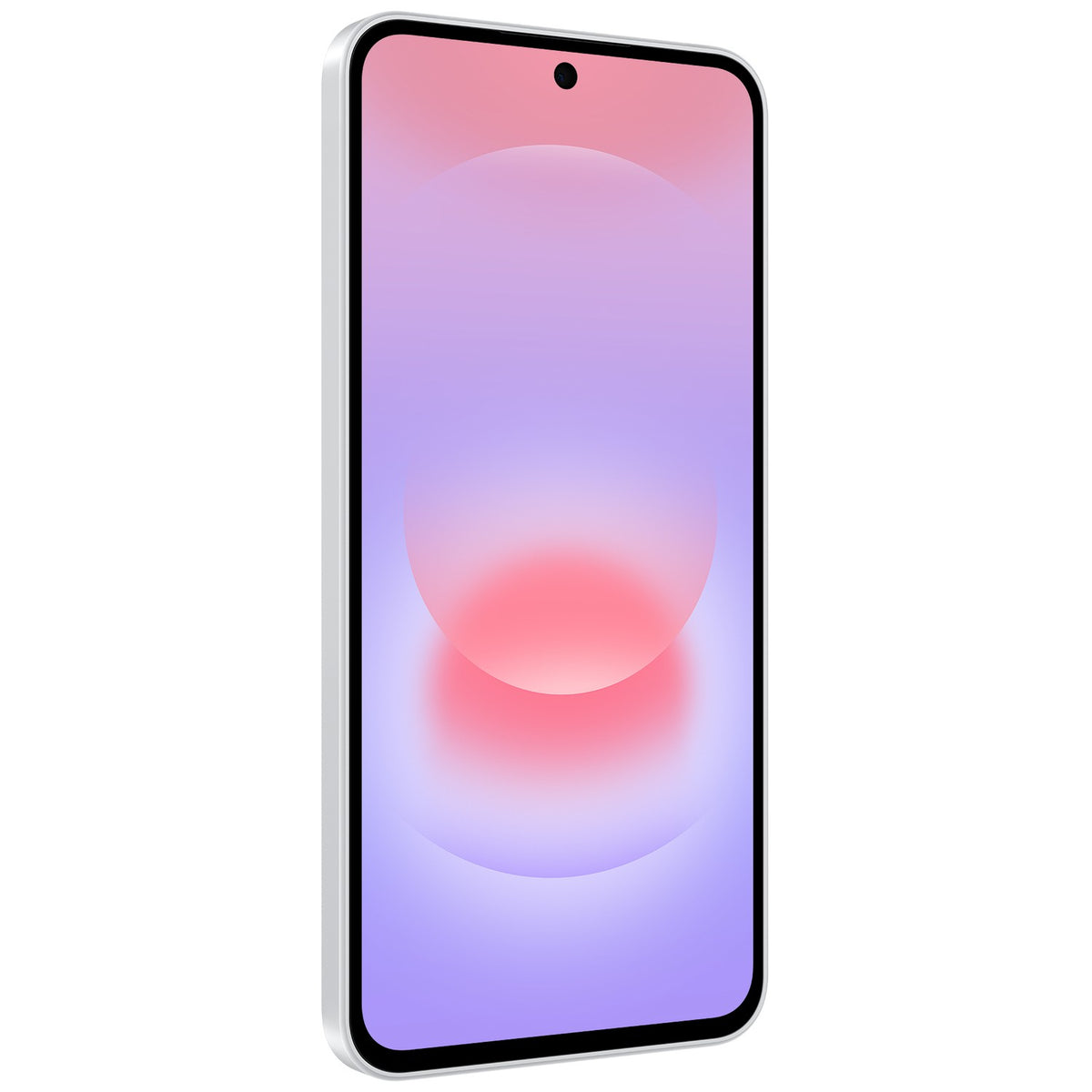 Angled side view of the Samsung Galaxy A37 5G in White showing the slim profile and volume buttons