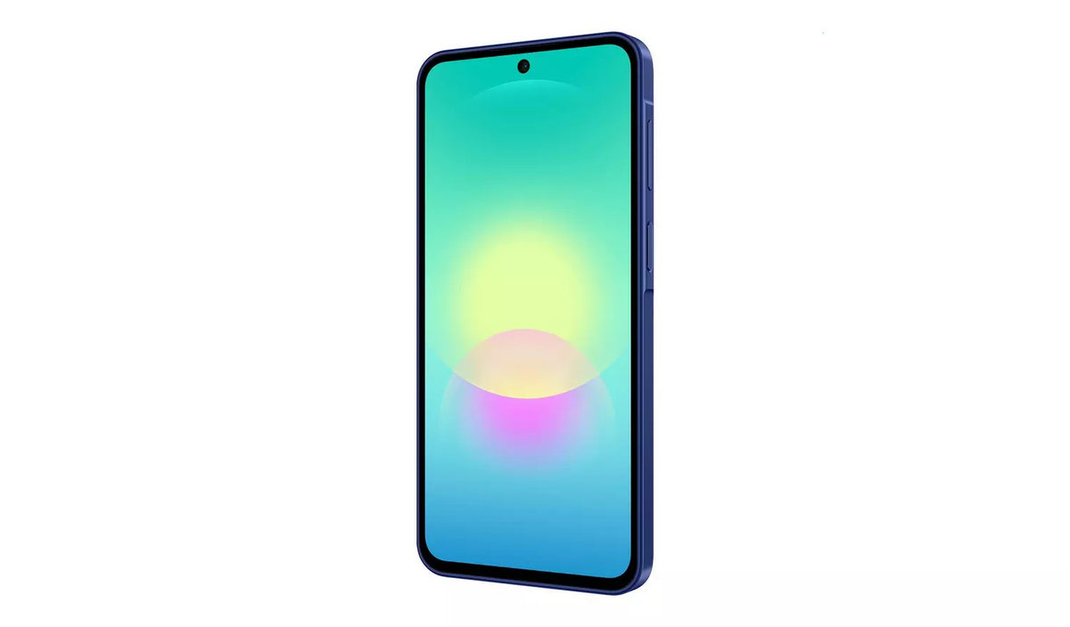 Samsung Galaxy A27 5G in Blue, rear three-quarter view showing the triple camera module