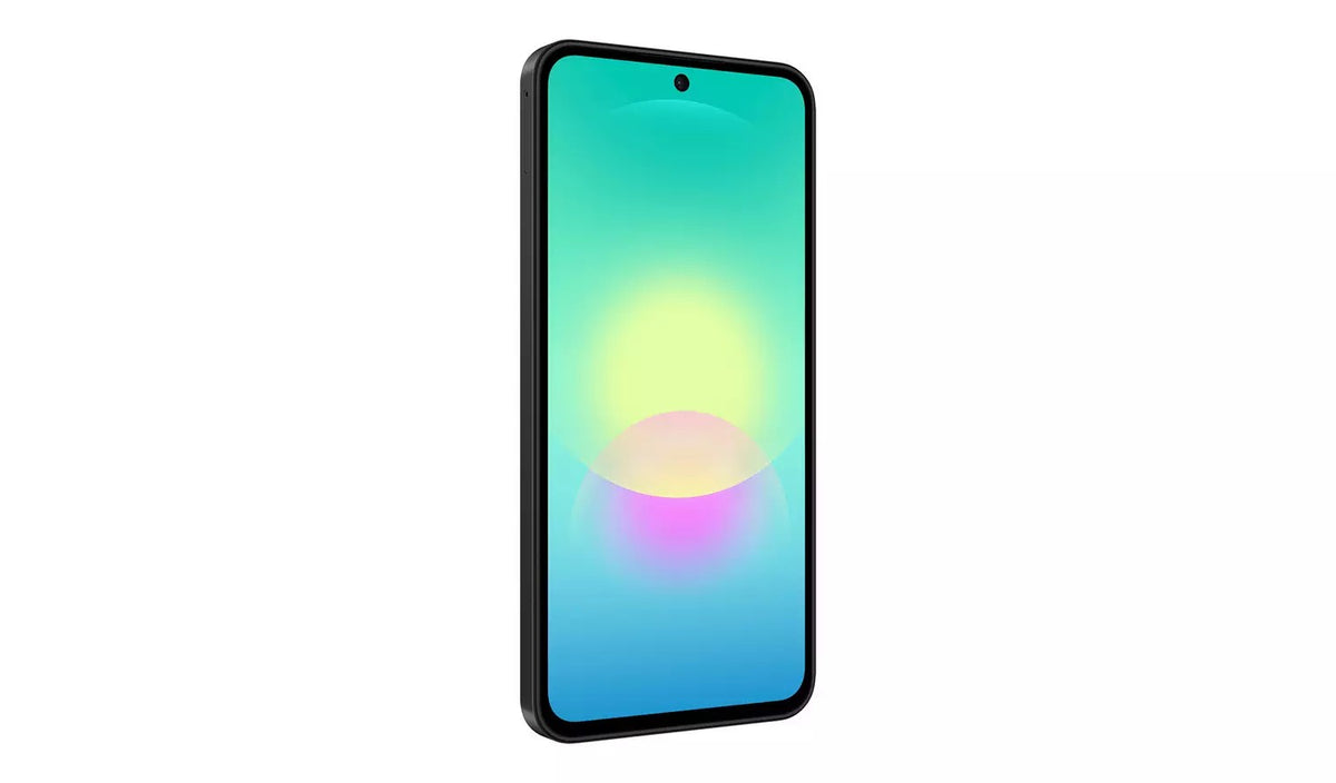 Samsung Galaxy A27 5G in Black, front view of the display at a wider angle