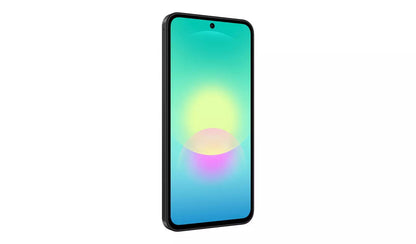 Samsung Galaxy A27 5G in Black, front view of the display at a wider angle