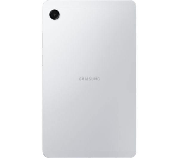 Full rear view of the Samsung Galaxy Tab A11 in silver showing the camera and Samsung logo