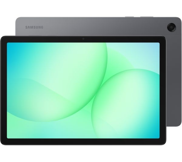 Samsung Galaxy Tab A11+ Grey tablet, angled front view showing display