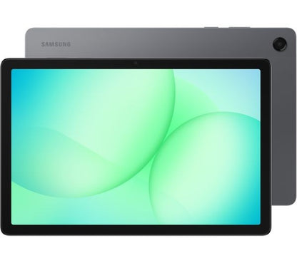 Samsung Galaxy Tab A11+ Grey tablet, angled front view showing display