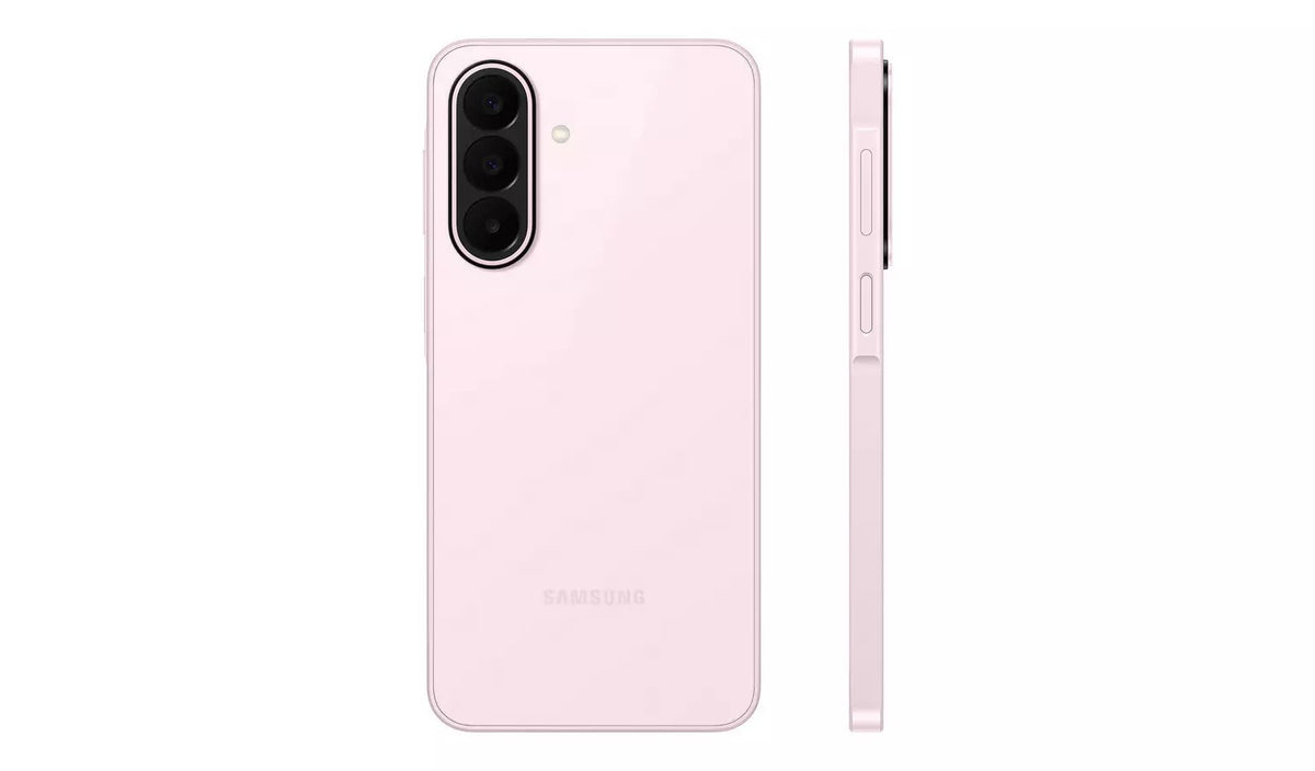 Samsung Galaxy A27 5G in Light Pink, back and side profile view showing the camera module and side buttons