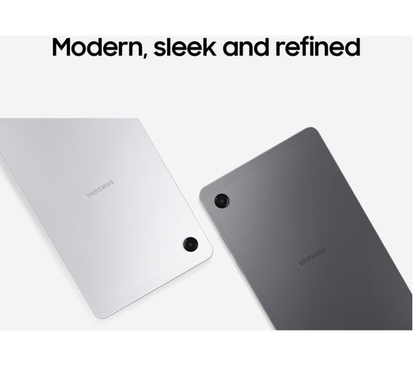 Samsung Galaxy Tab A11 shown in both silver and grey colour finishes