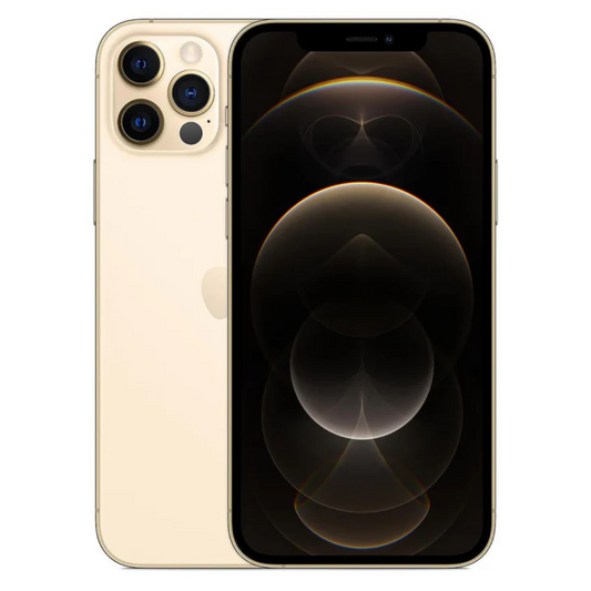 Apple iPhone 12 Pro Max in Gold, front and back, refurbished