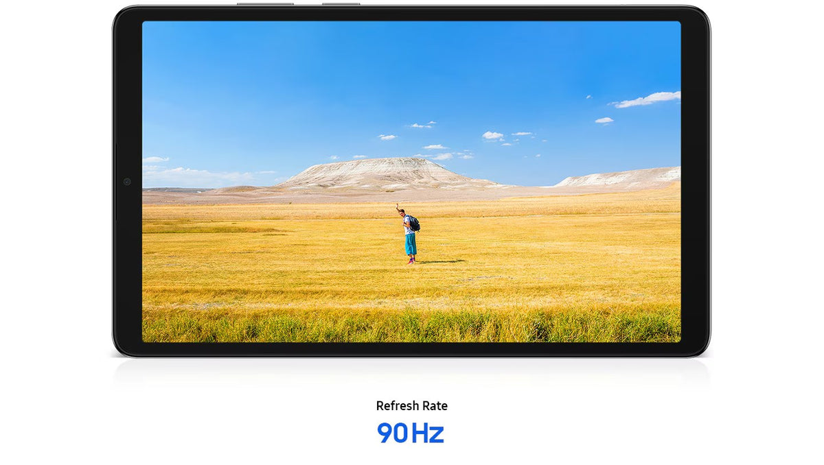 Samsung Galaxy Tab A11 marketing graphic highlighting the 90Hz refresh rate display