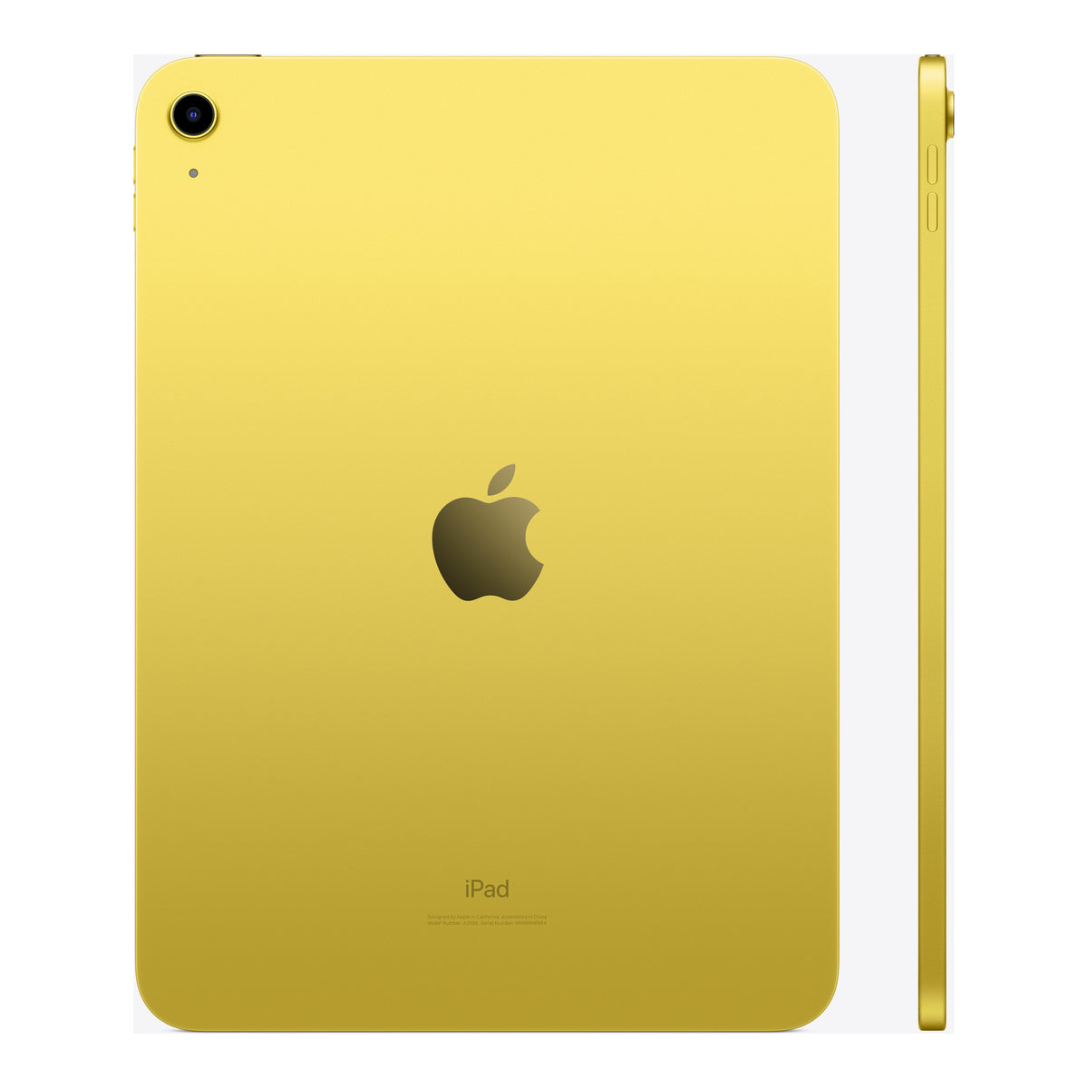 Apple iPad 10th generation in Yellow, side and back
