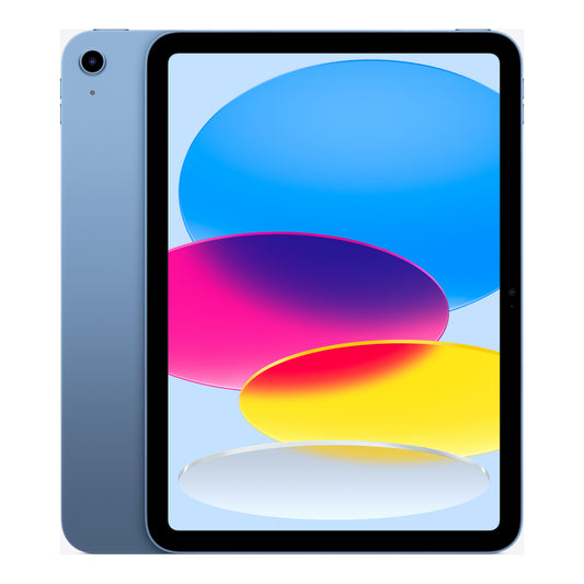 Apple iPad 10th generation (2022) in Blue, front and back view