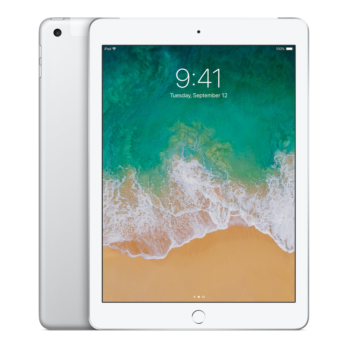 Apple iPad 5th generation in Silver, front and back