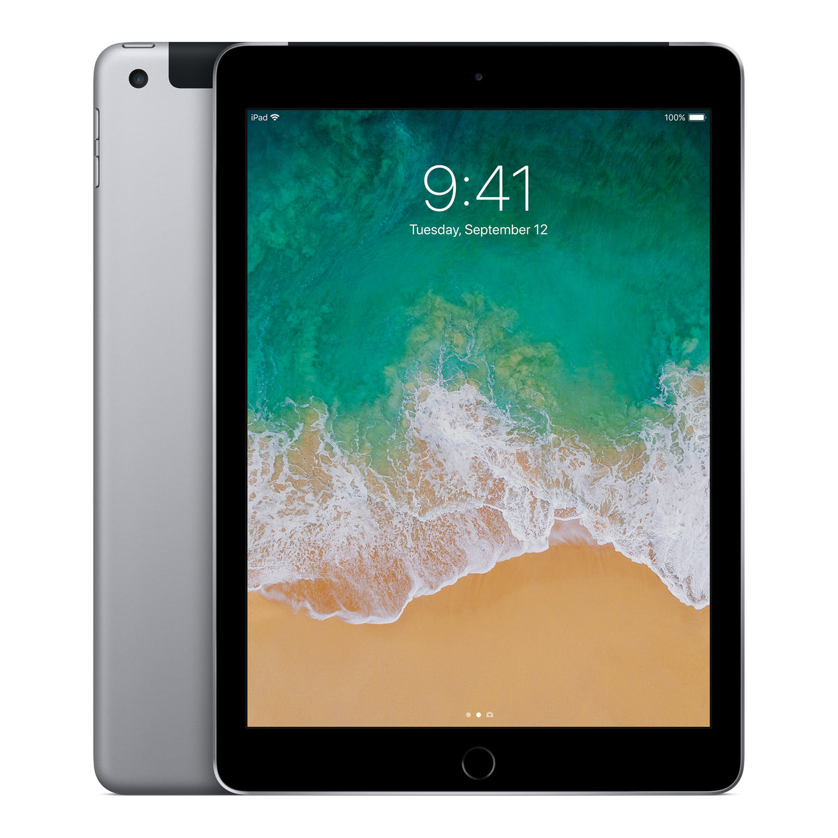 Apple iPad 5th generation in Space Grey, front and back