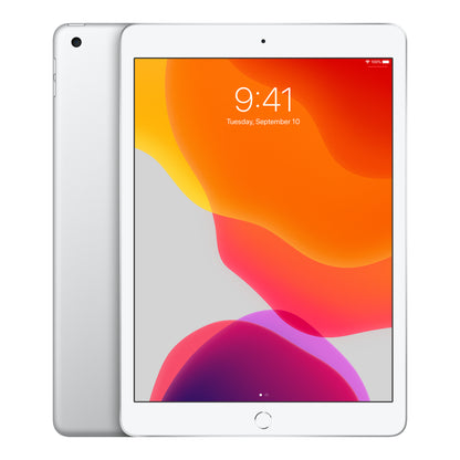 Apple iPad 7th generation in Silver, front and back