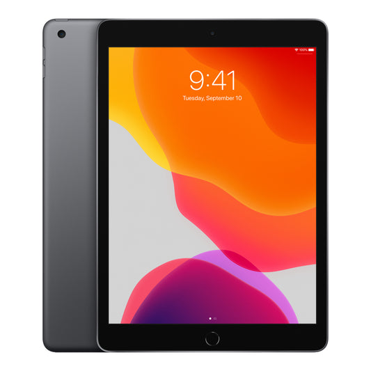 Apple iPad 7th generation in Space Grey, front and back