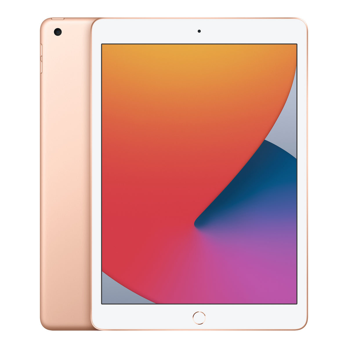 Refurbished Apple iPad 8th generation in Gold, front and back