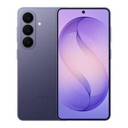 Samsung Galaxy S26 in Cobalt Violet, front and back