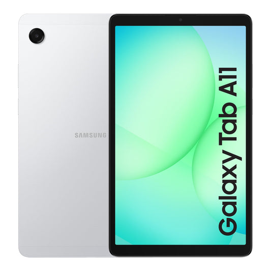 Samsung Galaxy Tab A11 8.7" in Silver, back and front view