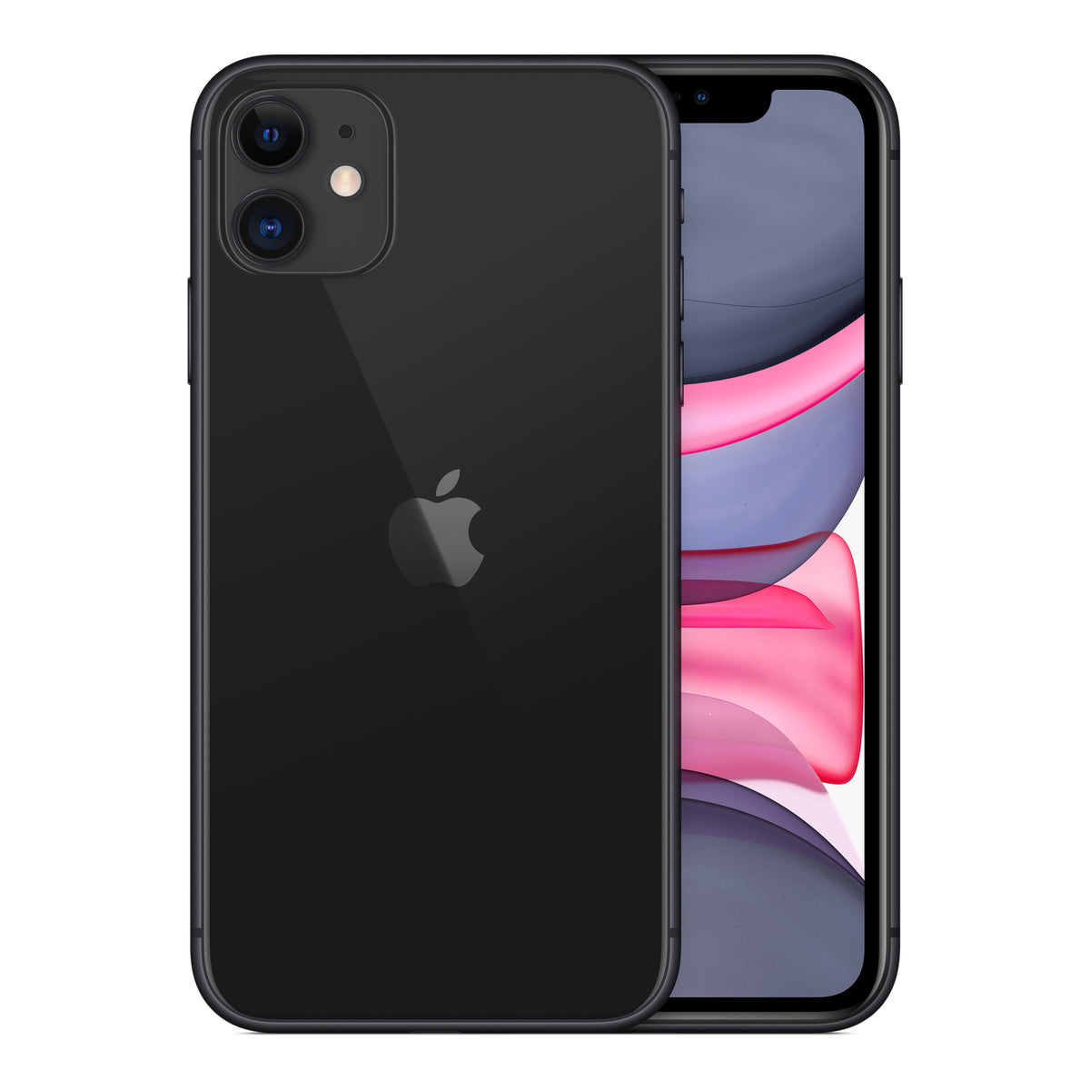 Apple iPhone 11 in Black, front and back