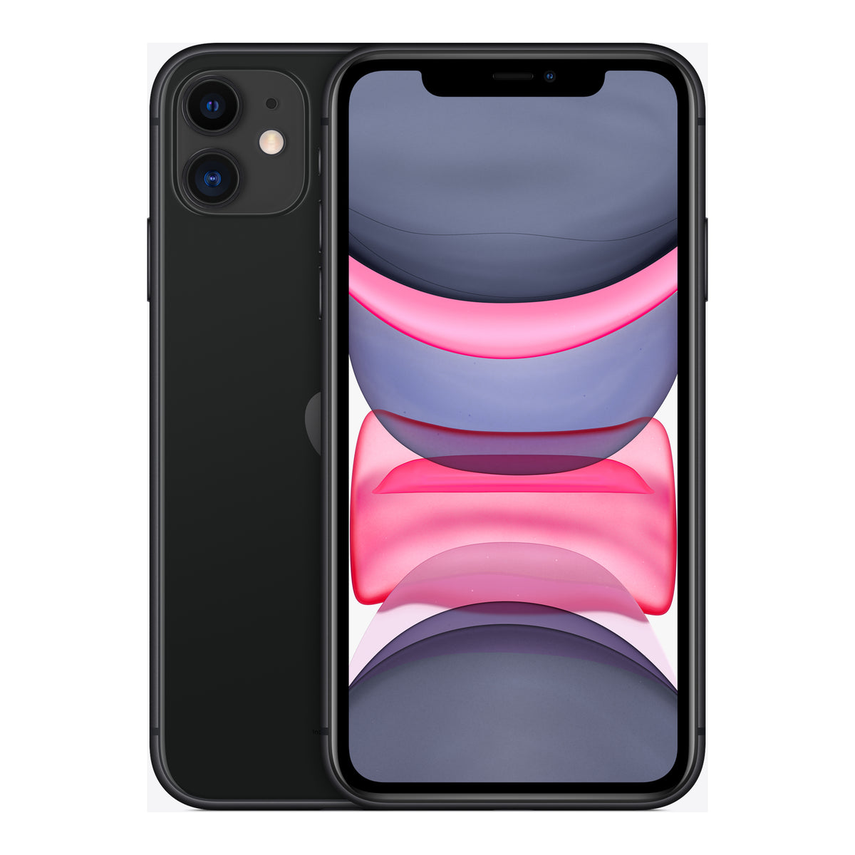 Apple iPhone 11 in Black, front and back