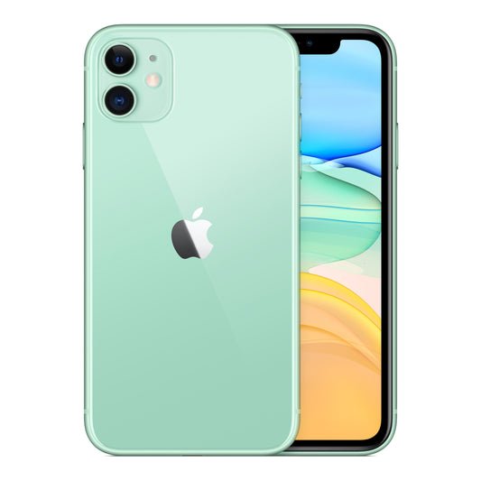 Apple iPhone 11 in Green, front and back