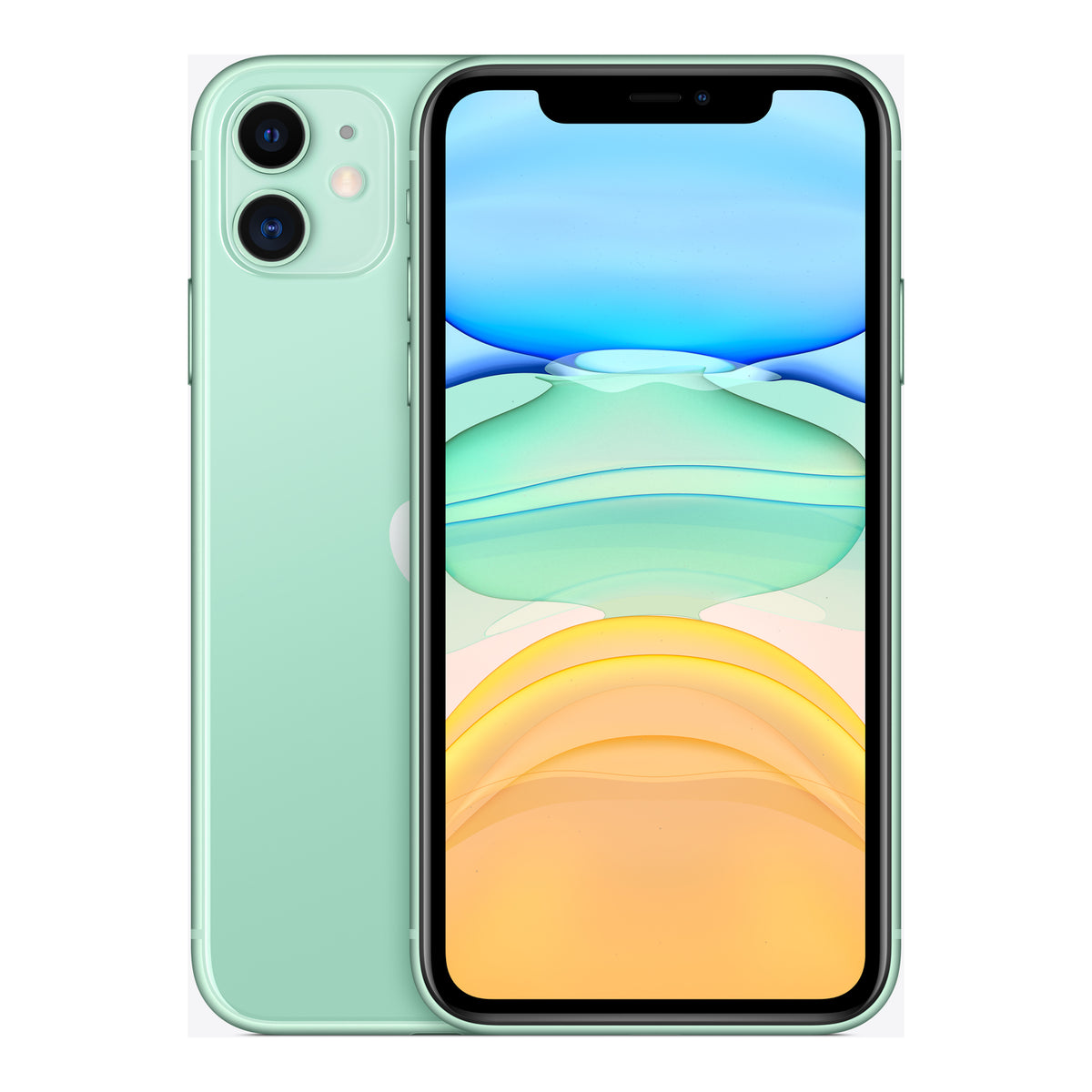Apple iPhone 11 in Green, front and back