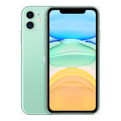 Apple iPhone 11 in Green, front and back