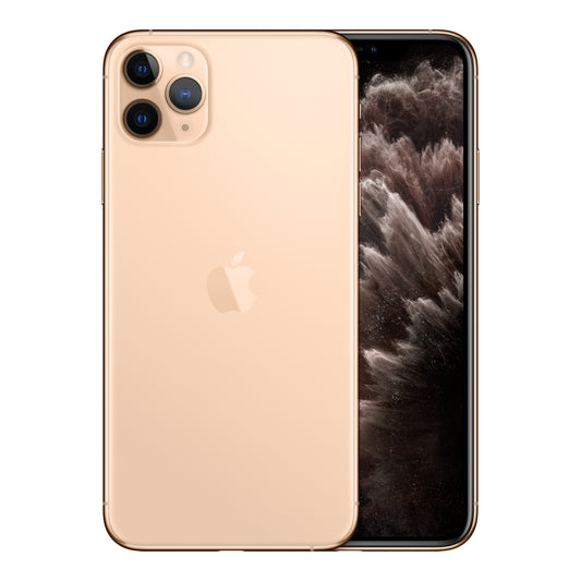 Apple iPhone 11 Pro Max in Gold, front and back