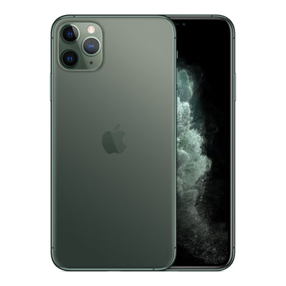 Apple iPhone 11 Pro Max in Midnight Green, front and back