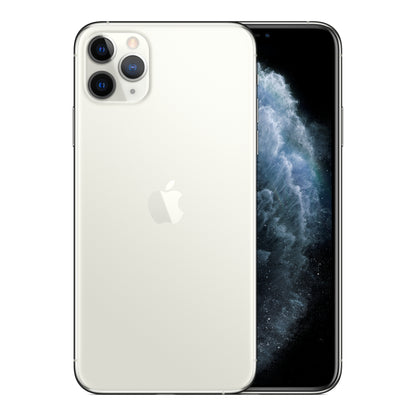 Apple iPhone 11 Pro Max in Silver, front and back