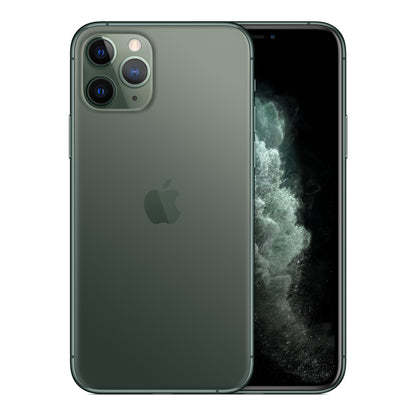 Apple iPhone 11 Pro in Midnight Green, front and back