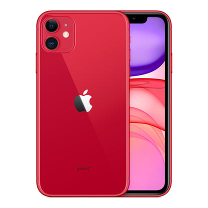 Apple iPhone 11 in (PRODUCT)RED, front and back