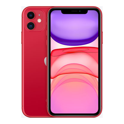 Apple iPhone 11 in (PRODUCT)RED, front and back