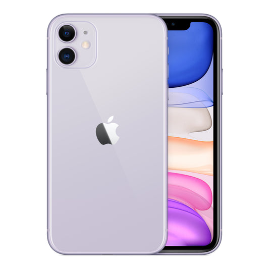 Apple iPhone 11 in Purple, front and back