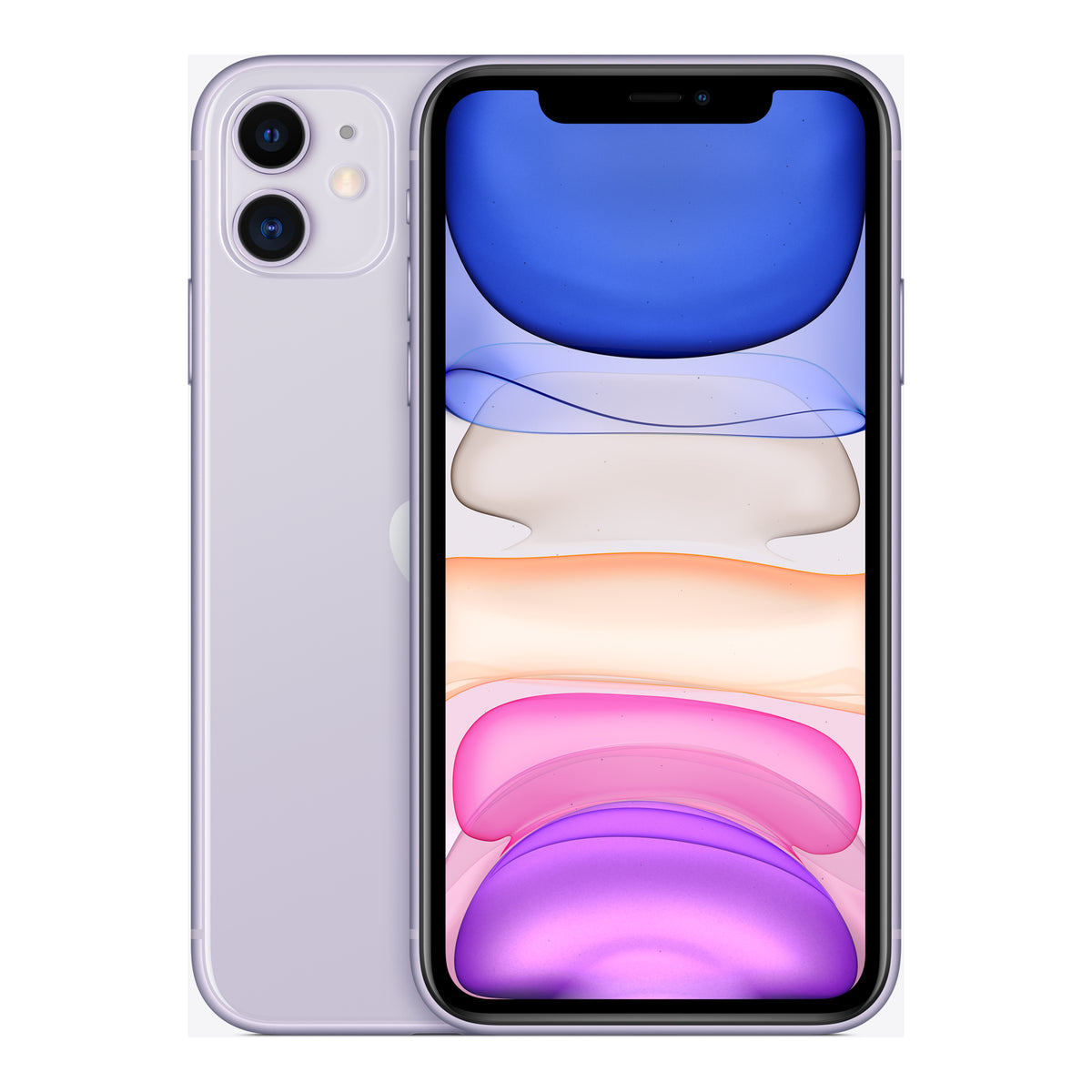 Apple iPhone 11 in Purple, front and back