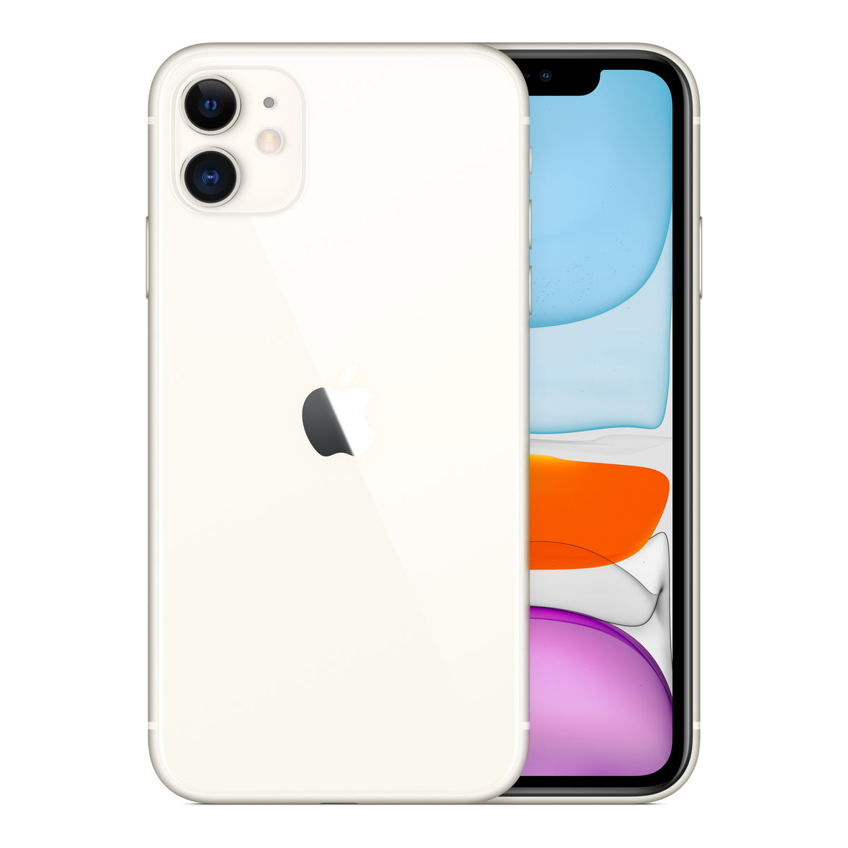 Apple iPhone 11 in White, front and back