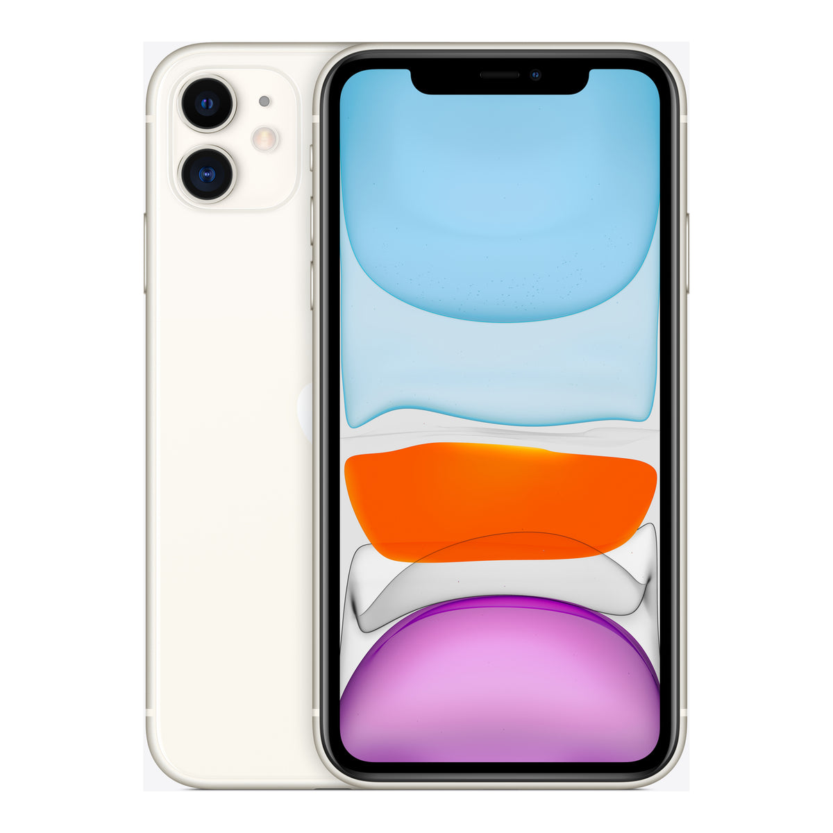 Apple iPhone 11 in White, front and back