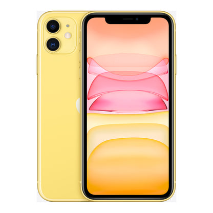 Apple iPhone 11 in Yellow, front and back
