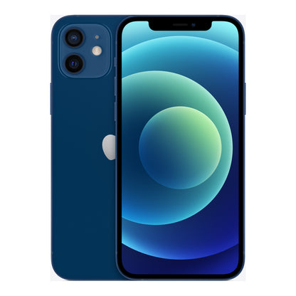 Apple iPhone 12 in Blue, front and back