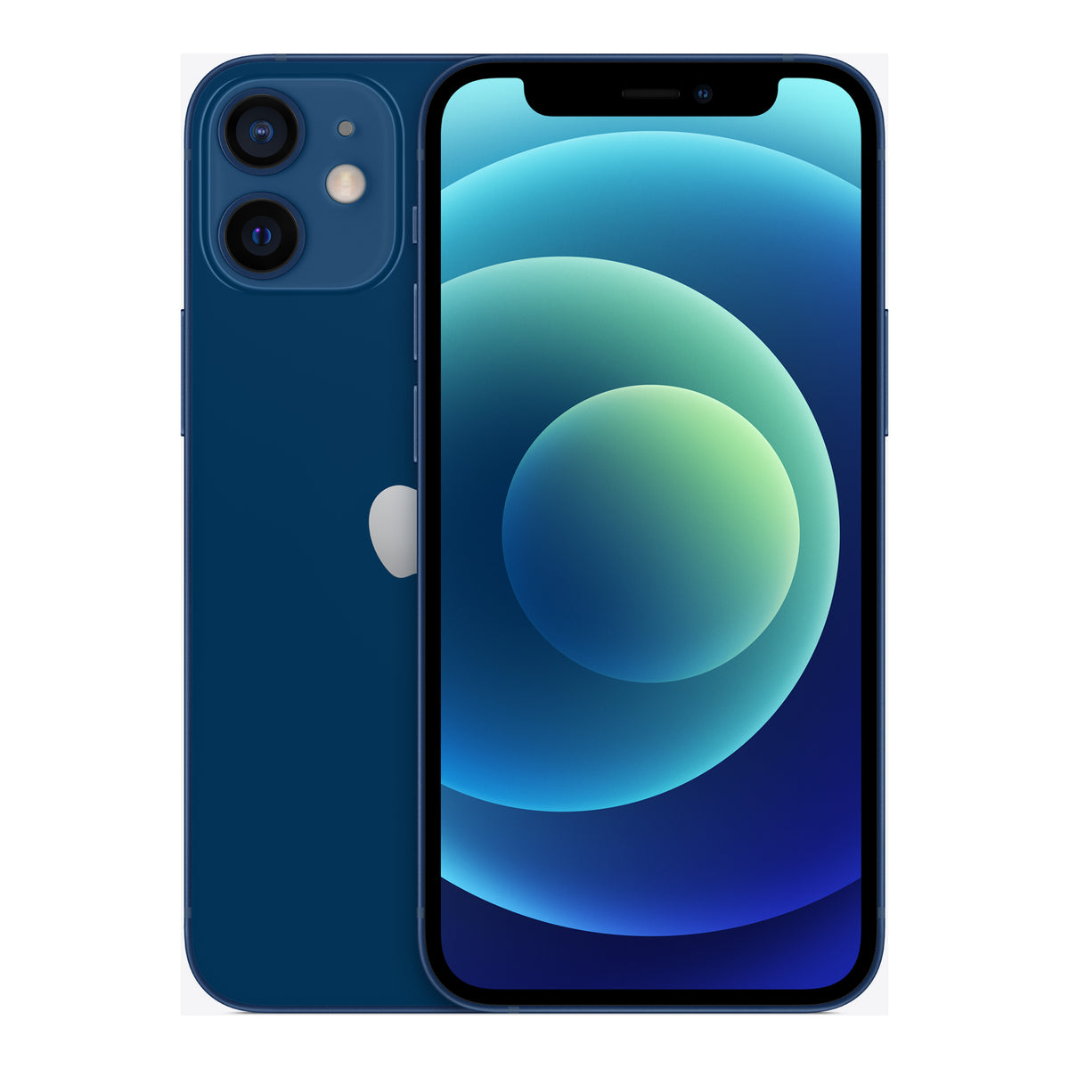 Apple iPhone 12 mini in Blue, front and back