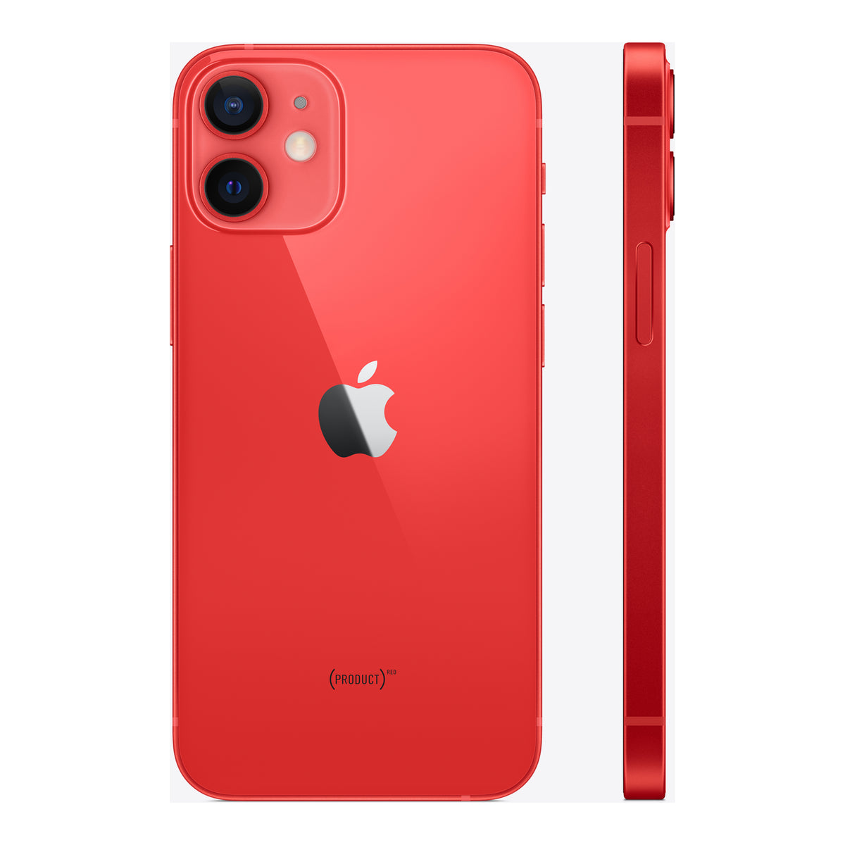 Apple iPhone 12 mini in (PRODUCT)RED, angled view