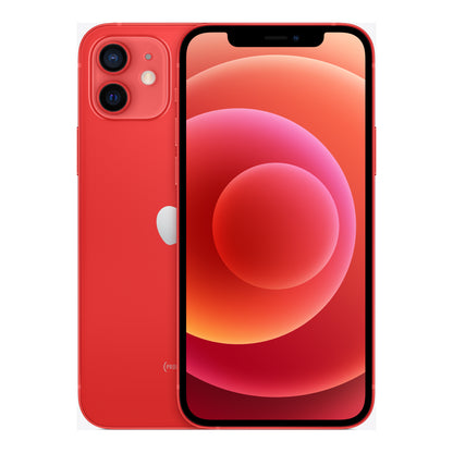 Apple iPhone 12 in (PRODUCT)RED, front and back