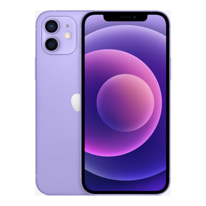 Apple iPhone 12 in Purple, front and back